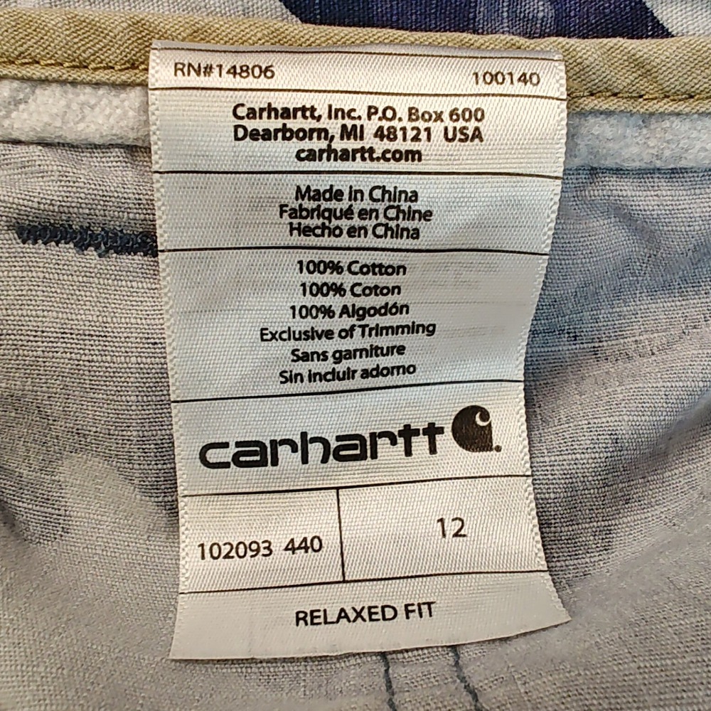 Carhartt Womens Blue Camo Relaxed Fit Cargo Shorts Size 12 Ripstop - Picture 4 of 8